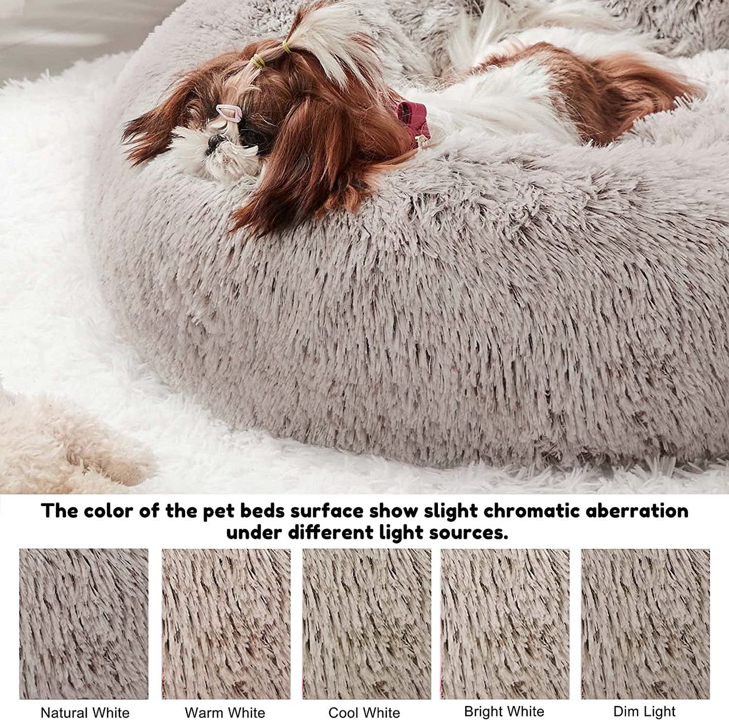 Western Home Faux Fur Dog Bed & Cat Bed, Original Calming Dog Bed for Small Medium Pet, anti Anxiety Donut Cuddler round Warm Bed for Dogs with Fluffy Comfy Plush Kennel Cushion(20",24",27")